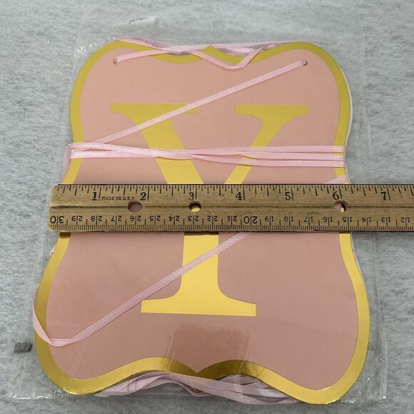 Happy Birthday Foil Banner Rose Gold Pink 7.5 X 6.25 inches Party Feminine Decor - Picture 2 of 5